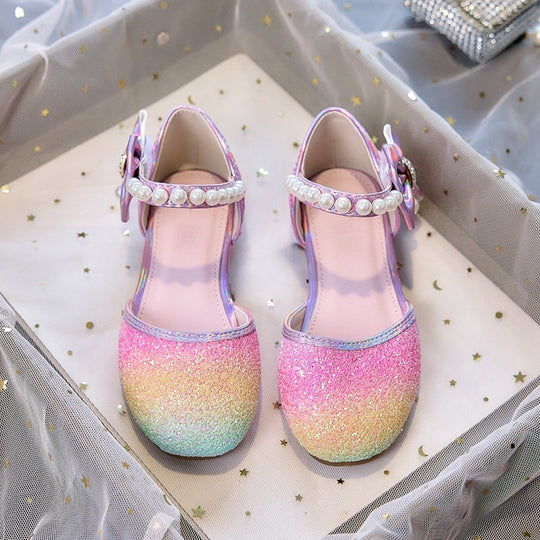 Mädchen Glitzernde Ballerinas mit Perlen und Schleifenakzent EB