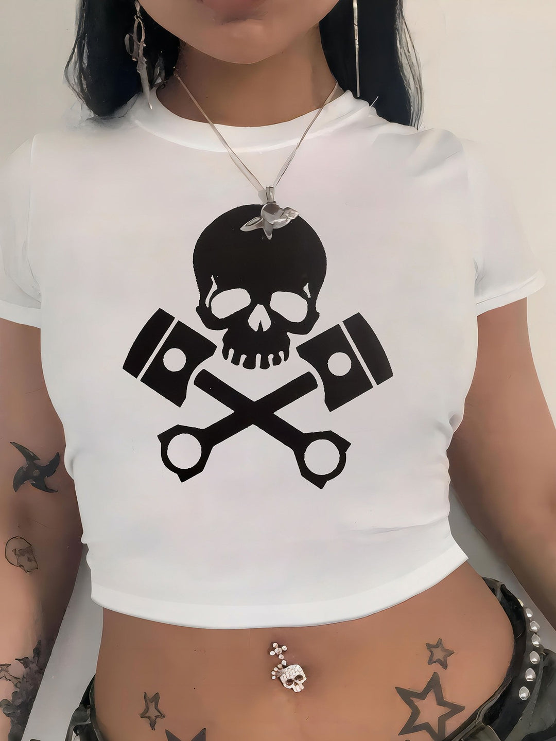 Damen cropped T-Shirt mit exklusivem Pferdemotiv und figurbetontem Schnitt EB