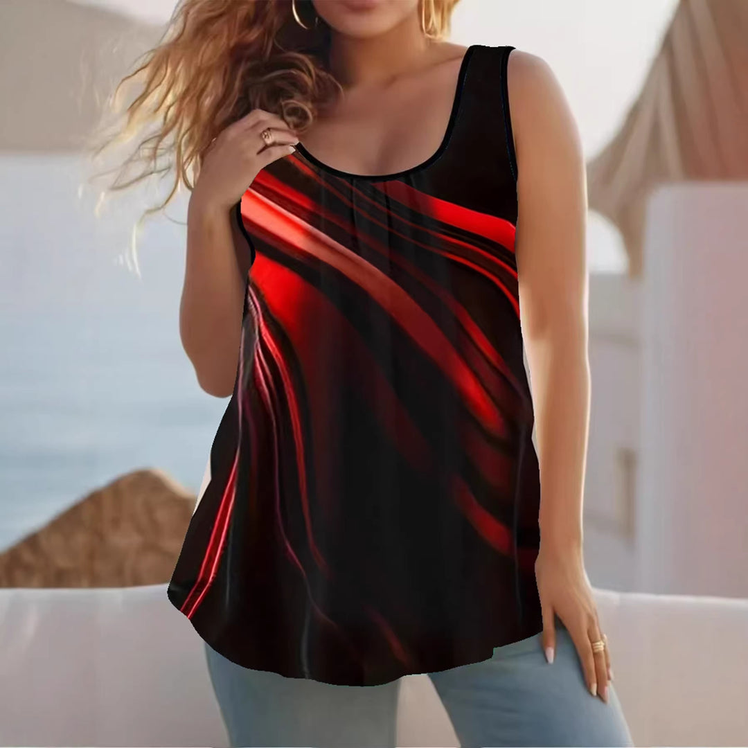 Damen Elegantes ärmelloses Oberteil mit modernem Wellendesign EB