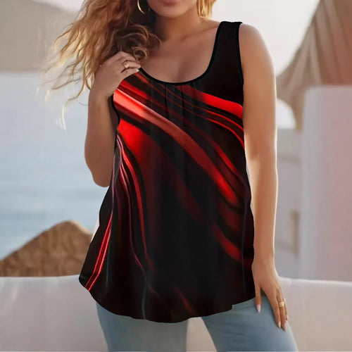 Damen Elegantes ärmelloses Oberteil mit modernem Wellendesign EB