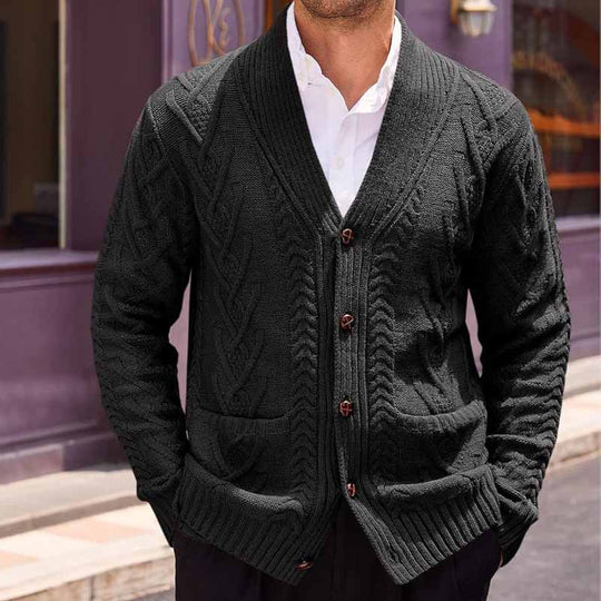 Herren Strickjacke mit großer Blende und Taschen EB