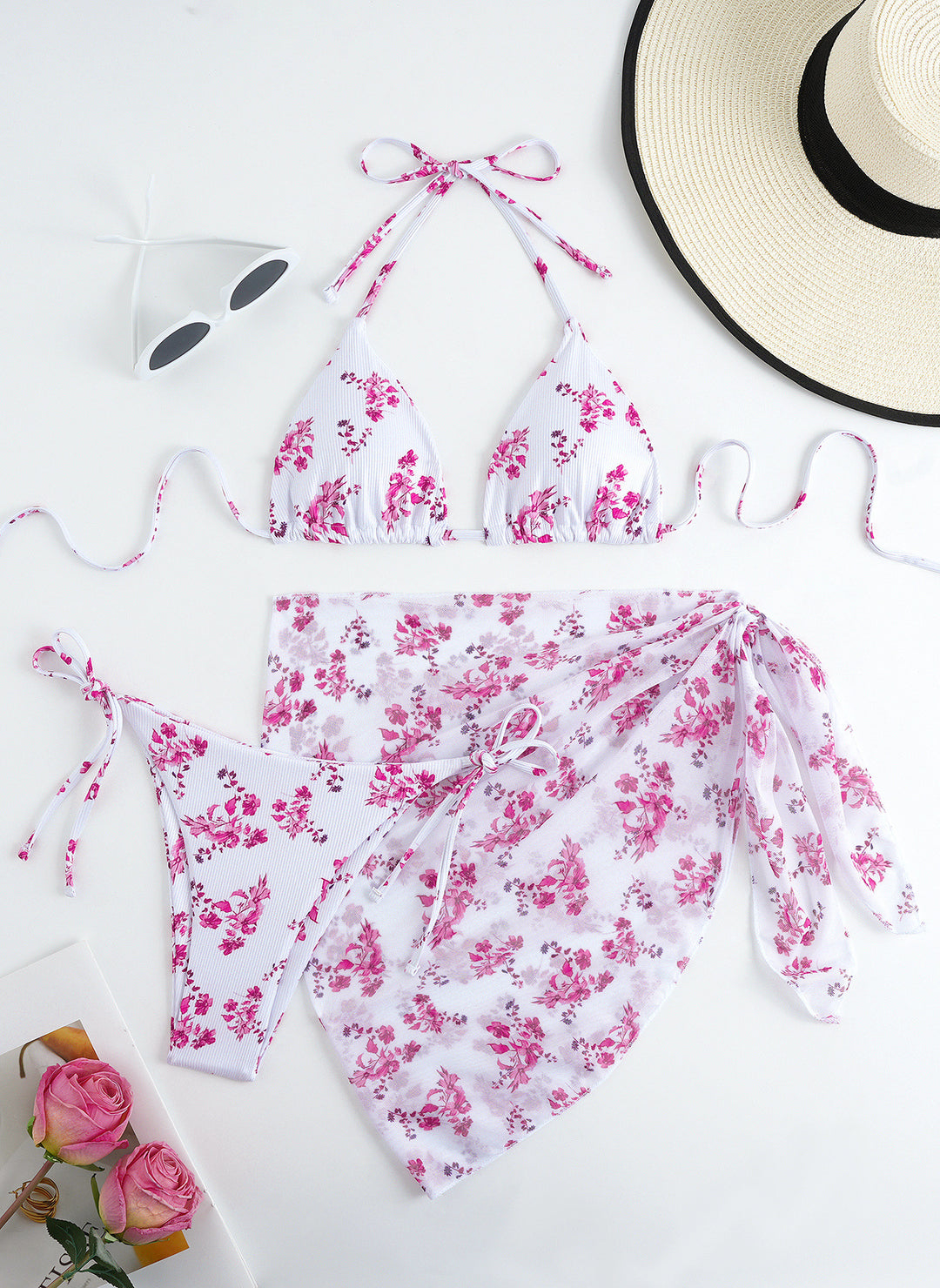 Damen Triangel-Bikini-Set mit elegantem Wickelrock EB