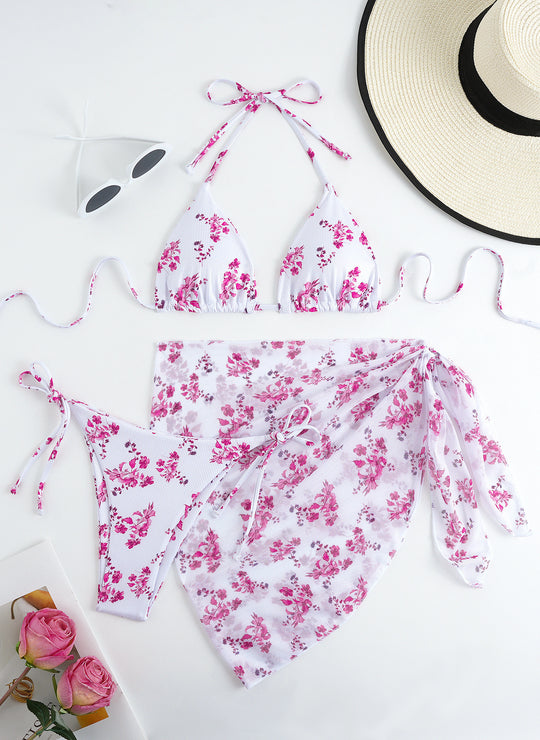 Damen Triangel-Bikini-Set mit elegantem Wickelrock EB
