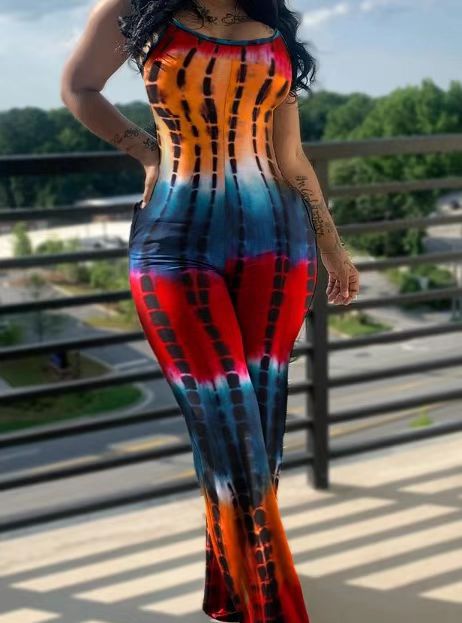 Damen Bodycon Jumpsuit mit grafischem Farbverlauf EB