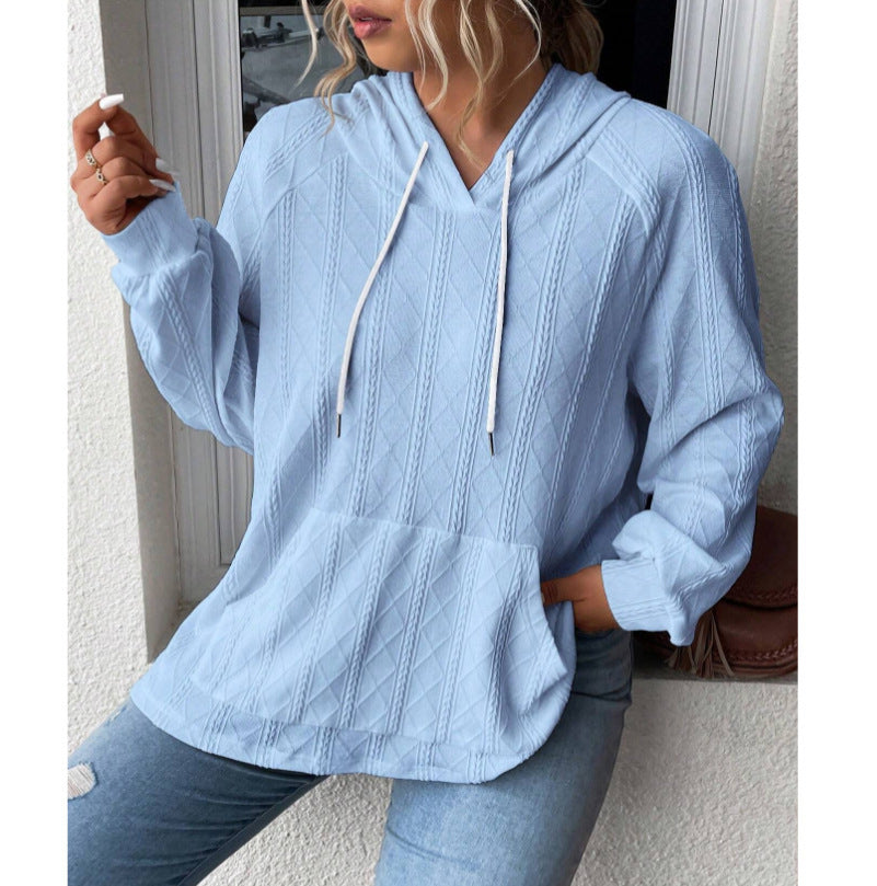 Damen halsferne Kapuzenpullover mit strukturiertem Design EB