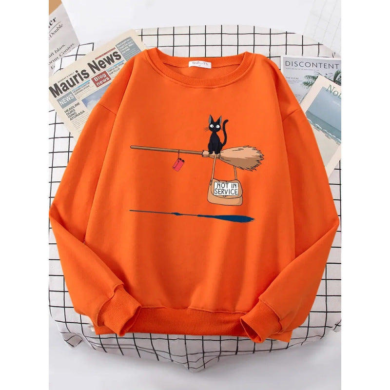 Damen Sweatshirt mit kreativem Katzenmotiv EB