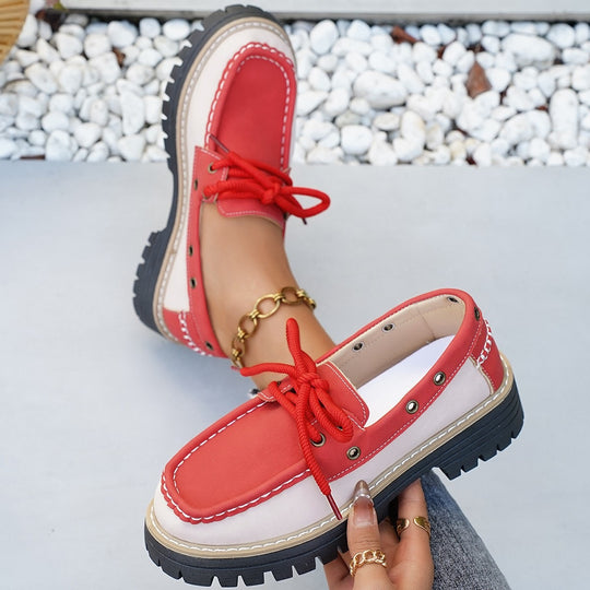 Damen Sneakers mit robustem Profil und dekorativen Schnürsenkeln EB