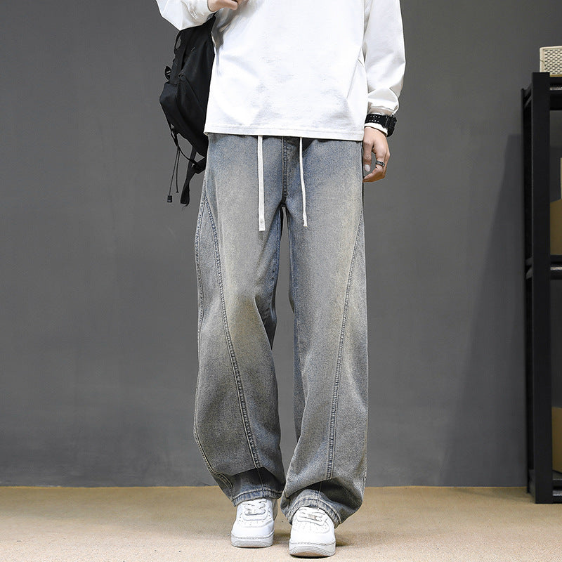 Herren Weitgeschnittene Jeanshose mit elastischem Bund und modernem Design EB