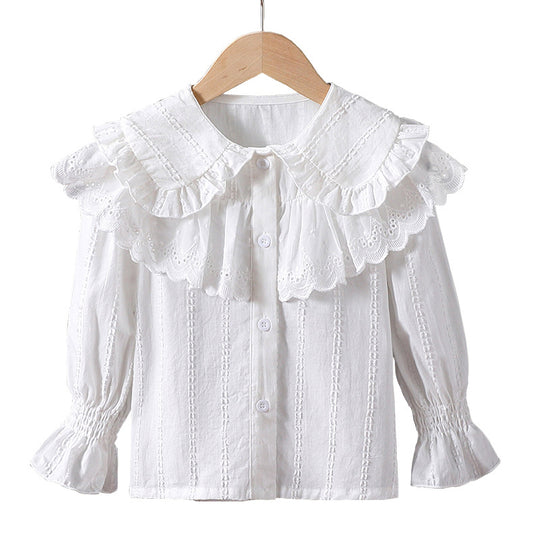 Mädchen Bluse mit Rüschendetails und Broderie Anglaise EB
