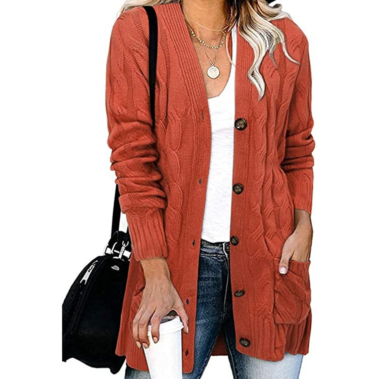 Damen Strickjacke mit Zopfdesign und praktischen Taschen EB