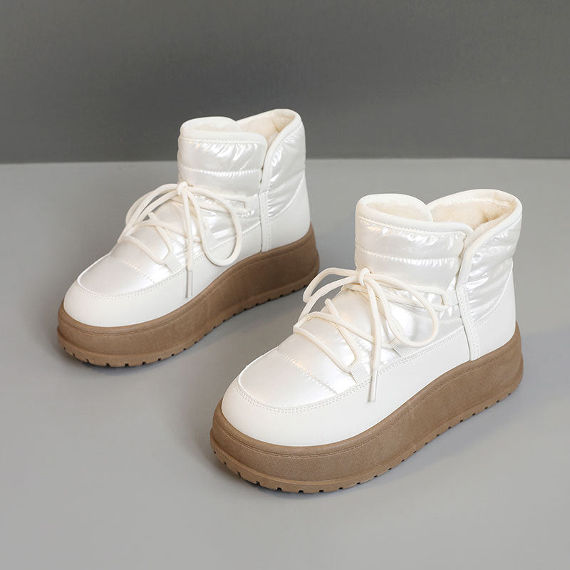 Damen modische Winterstiefeletten mit warmem Kunstfell und robuster Sohle EB