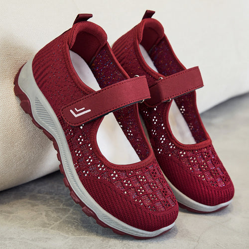 Damen Komfortable Slip-On Sportschuhe mit verstellbarem Klettverschluss und atmungsaktivem Obermaterial EB