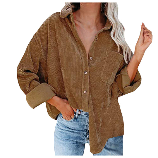 Damen Übergroße Kordbluse EB