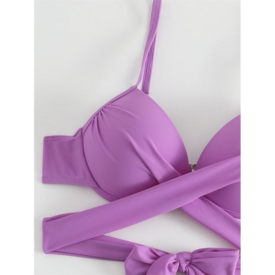 Damen Triangel-Bikini-Set mit hochwertigem Wickel-Oberteil und passendem Rock EB