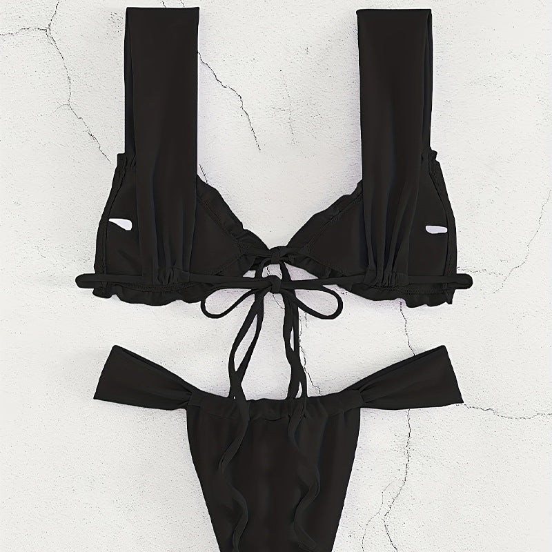 Damen Triangel-Bikini mit verstellbarem Bindeband und modischem Design EB