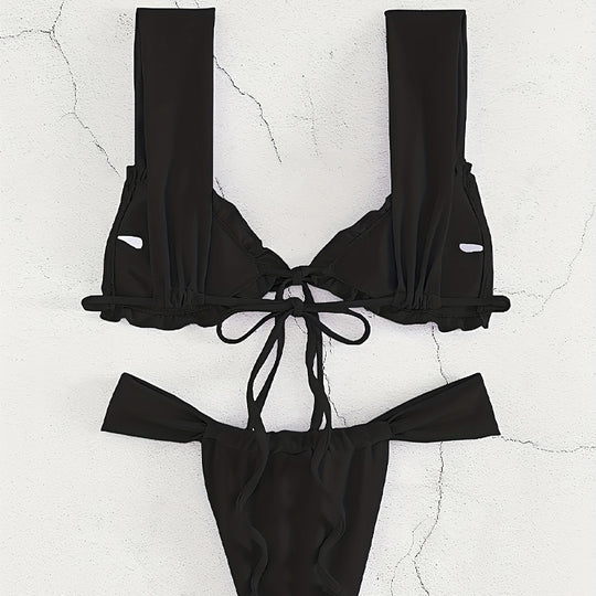 Damen Triangel-Bikini mit verstellbarem Bindeband und modischem Design EB