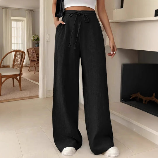 Damen Weite Freizeithose mit Kordelzug EB