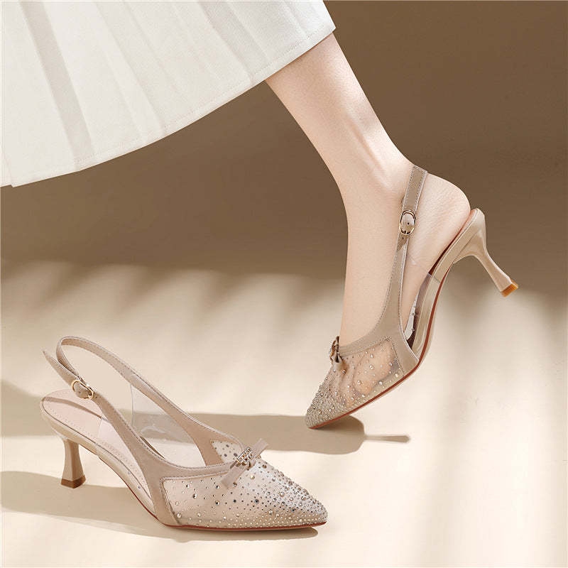 Damen Elegante Slingback-Pumps mit zierlichem Schmuck und bequemer Absatzhöhe EB