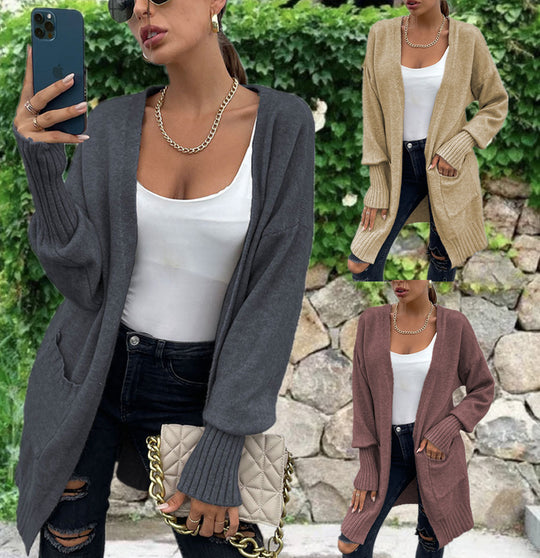 Damen Strickcardigan mit legerem Schnitt und tiefen Taschen EB