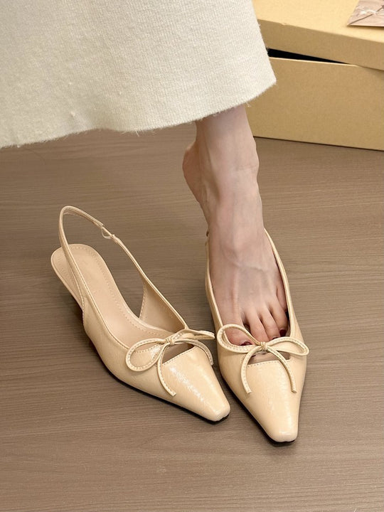 Damen elegante Slingback-Ballerinas mit modischem Schleifendetail und komfortablem Fußbett EB