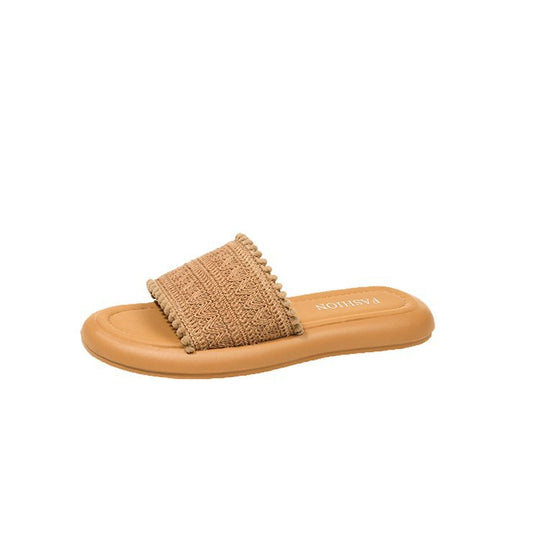 Damen modische Mules mit zierlichem Textilmuster EB