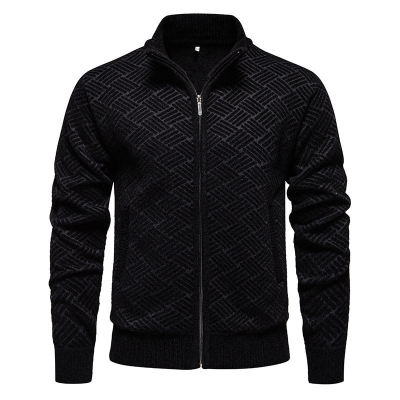 Herren modische Strickjacke mit hochgeschlossenem Kragen und Reißverschluss EB