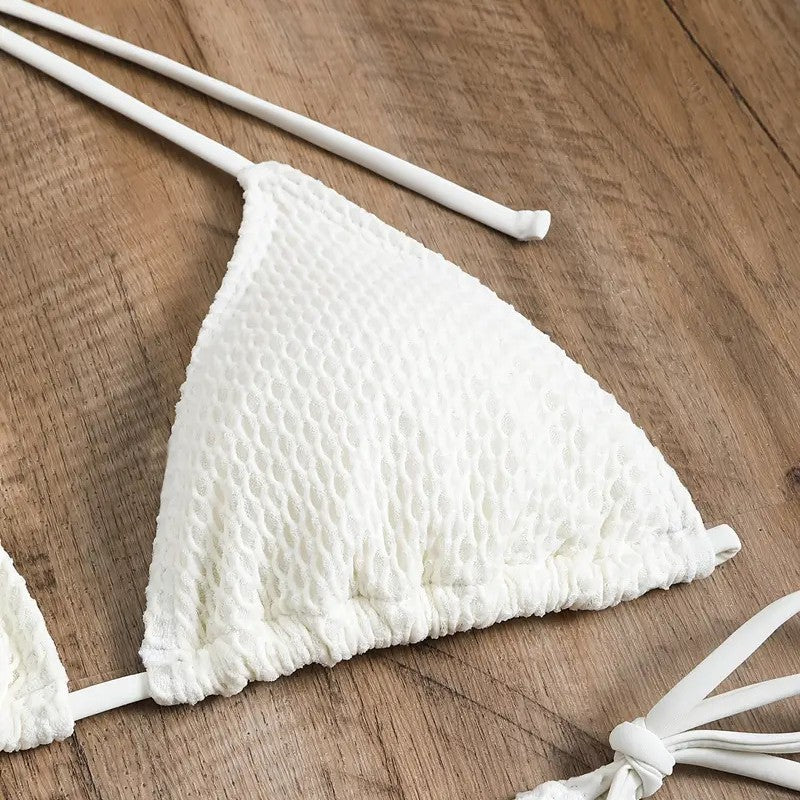 Damen Mesh-Badeanzug mit gebundenem Oberteil und hohem Bund EB