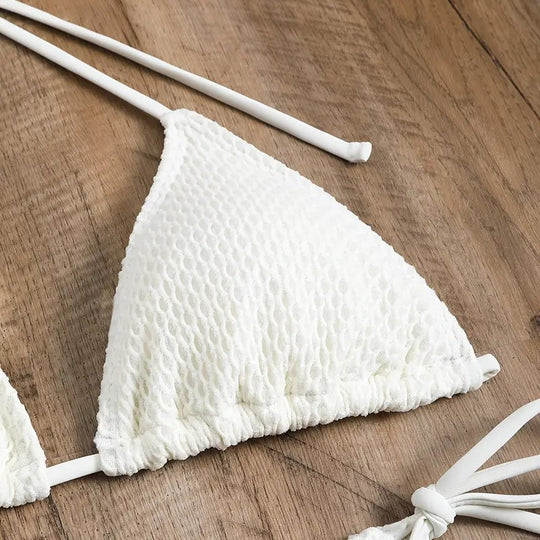 Damen Mesh-Badeanzug mit gebundenem Oberteil und hohem Bund EB