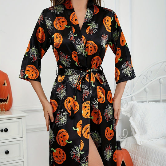 Damen-Halloween-Themen-Satin-Robe mit Gürtel Heidi-Mode