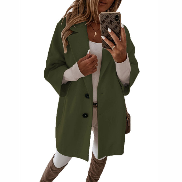 Damen elegante oversized Jacke mit doppelter Knopfleiste EB