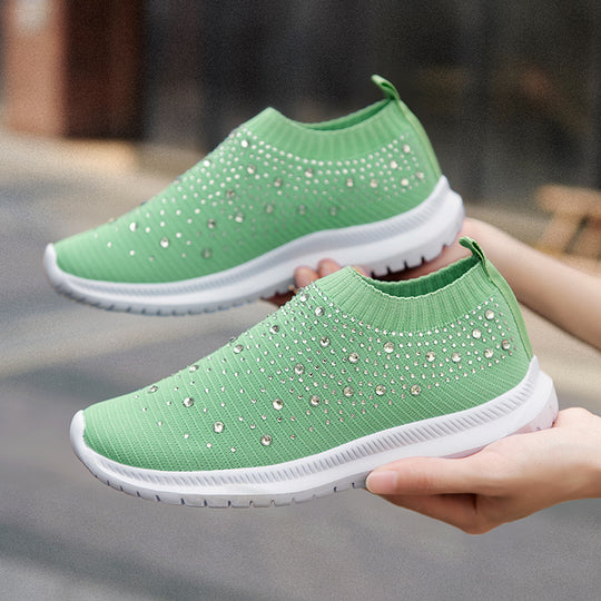Damen modische Slip-On Sneakers mit Glitzerapplikationen EB