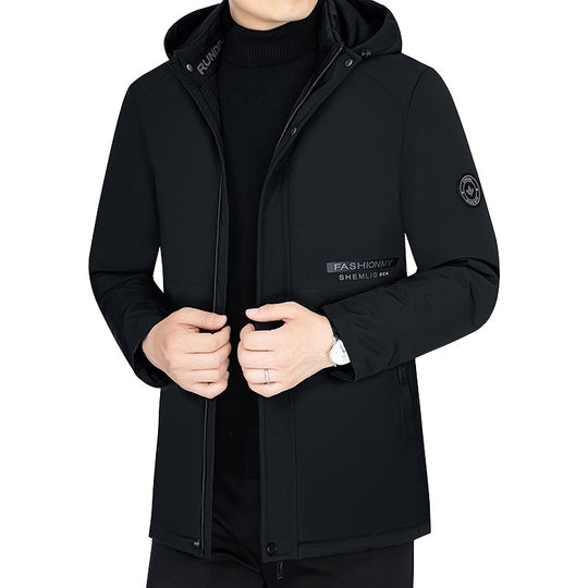 Herren Thermo-Winterkurzmantel mit luxuriösem Kunstfell-Innenfutter und Stehkragen EB