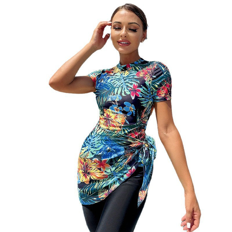Damen Sportlicher Einteiler mit floralem Design EB