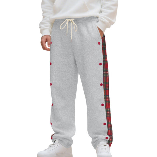 Herren nan Sweatpants mit seitlichem Karostreifen, Druckknopfleiste und Kordelzug EB