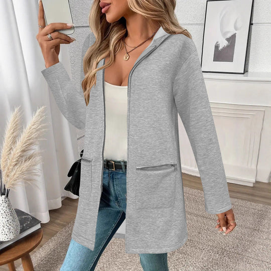 Damen Kapuzenjacke mit praktischen Reißverschlusstaschen und komfortablem Material EB