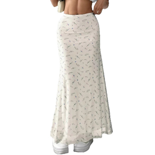 Damen Langrock mit floralen Motiven und fließendem Schnitt EB