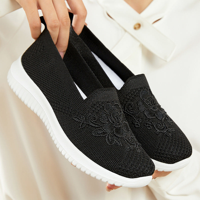 Damen Slip-On Socken Sneakers mit floralem Design EB