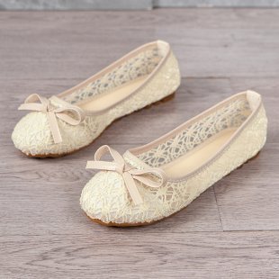 Damen Ballerinas mit filigranem Spitzen-Design und zarter Schleifen-Applikation EB