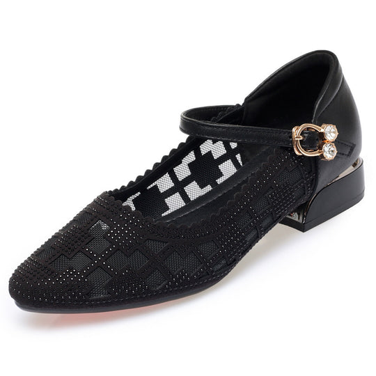 Damen elegante Mary Jane Ballerinas mit modischem Riemen und bequemer Sohle EB