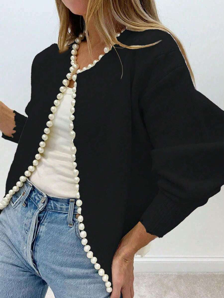 Damen Strickjacke mit Perlenbesatz EB