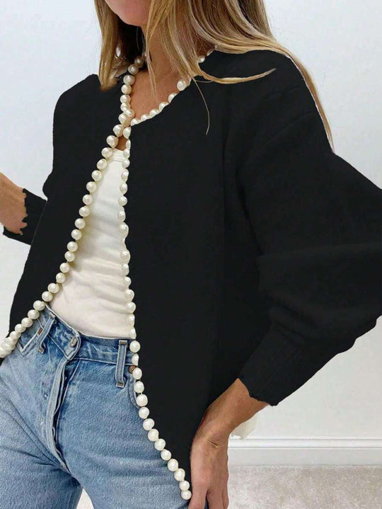 Damen Strickjacke mit Perlenbesatz EB