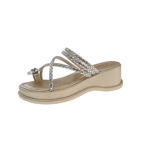 Damen Glamouröse Mules mit verzierten Riemen und komfortablem Plateau EB