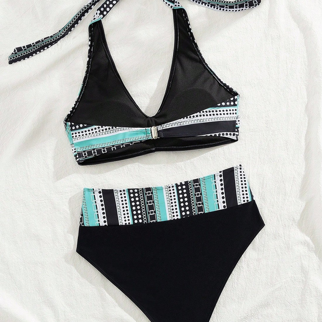 Damen Hochtailliertes Bikini-Set mit modischem Wickel-Oberteil EB