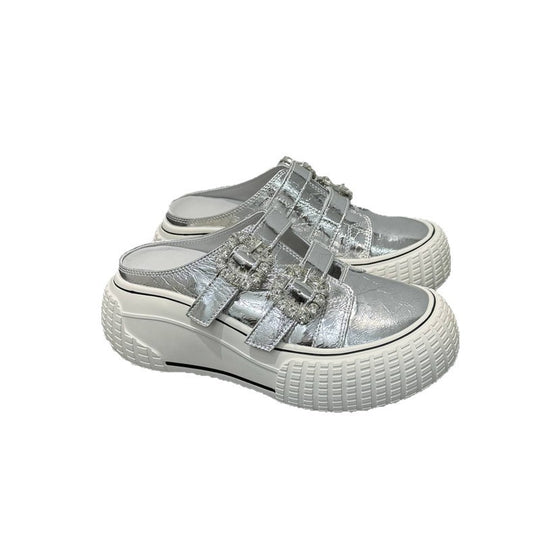 Damen modische Clutch-Sneaker mit dekorativen Strassschnallen EB