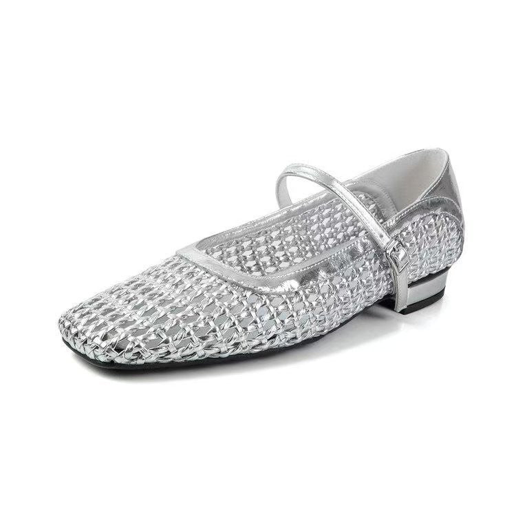 Damen elegante Ballerina-Pantoletten mit modischem Flecht-Design EB