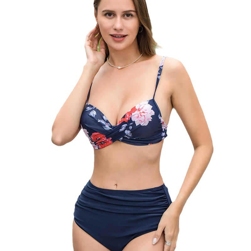 Damen Bikini-Set mit elegantem Twist-Top und hohem Bund EB