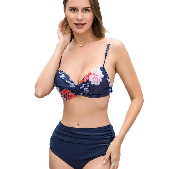 Damen Bikini-Set mit elegantem Twist-Top und hohem Bund EB