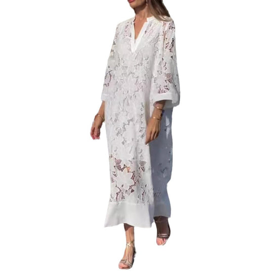 Damen Elegantes Spitzen-Kaftan Kleid Heidi-Mode