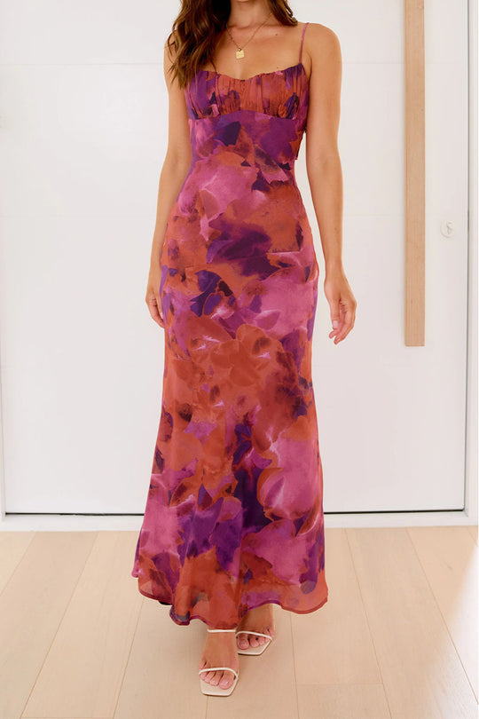 Damen Elegantes Maxikleid mit sanften Farbverlauf und filigranen Spaghettiträgern EB