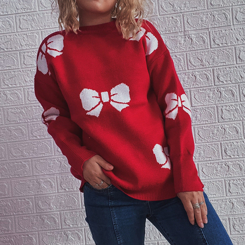 Damen Festlicher Pullover mit fröhlichem Glockenmotiv und lässigem Schnitt EB